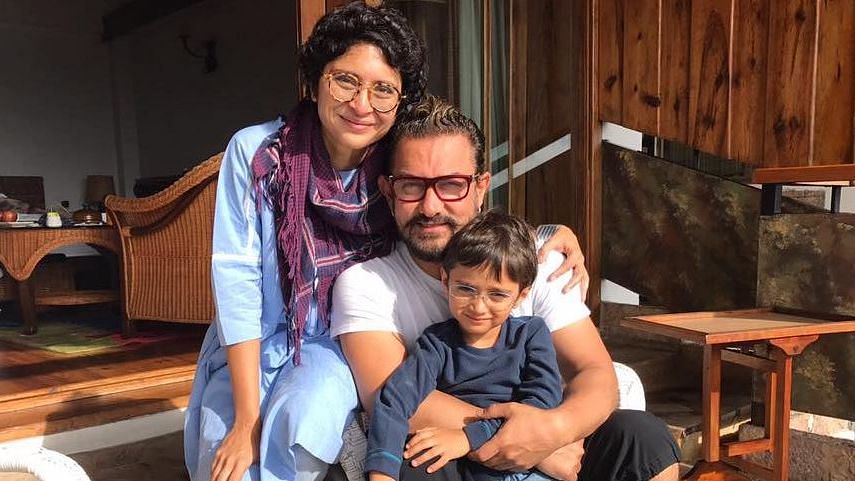 Aamir Khan with his wife Kiran Rao and kid.