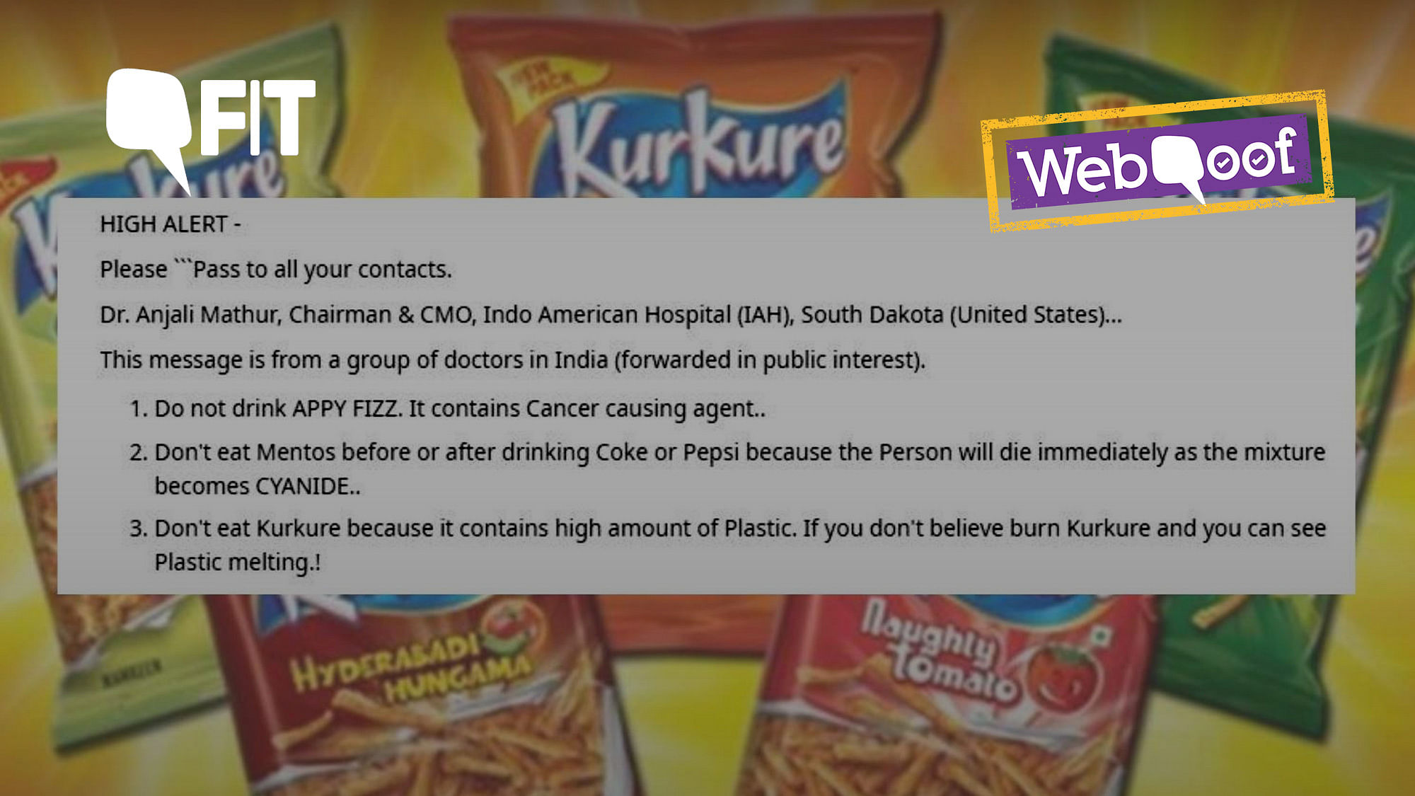 The viral messaging claiming certain food products were cancerous and even lethal.&nbsp;