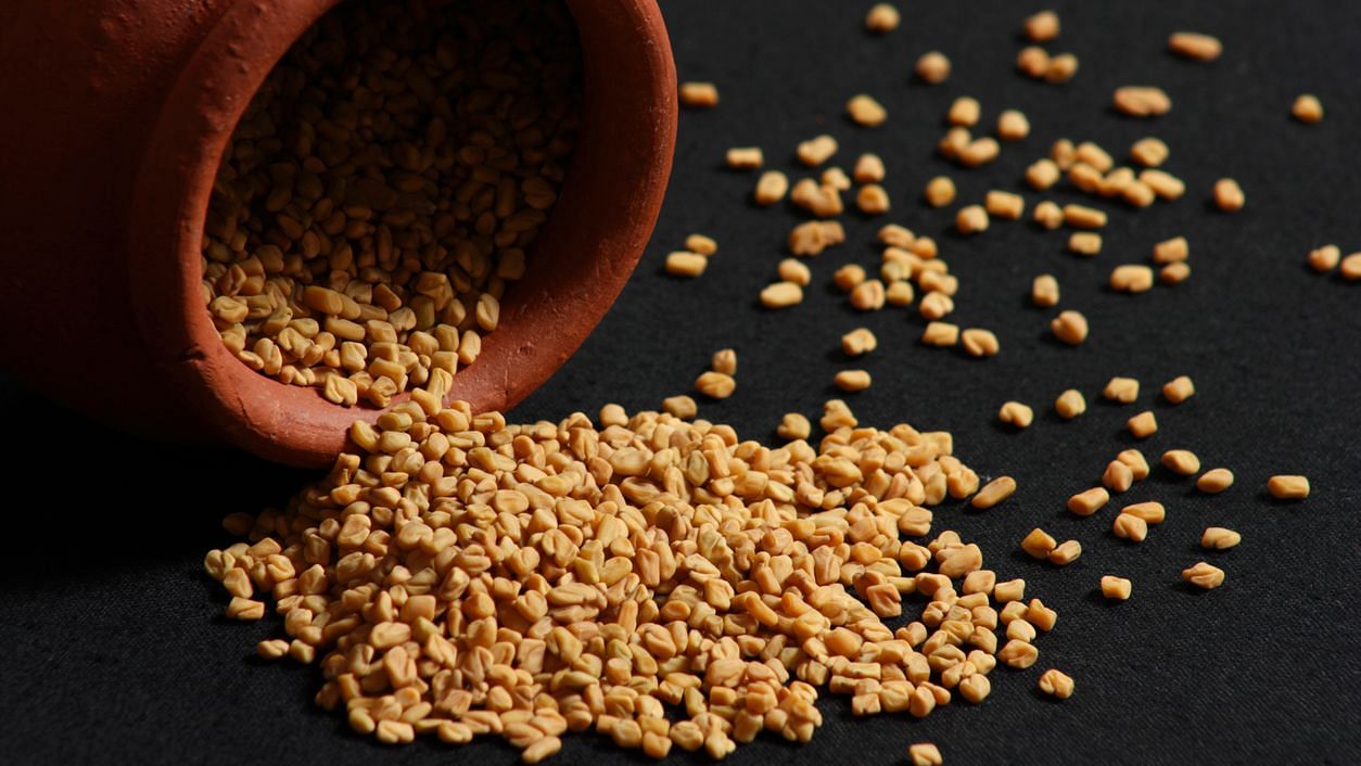 Fenugreek or methi seeds.