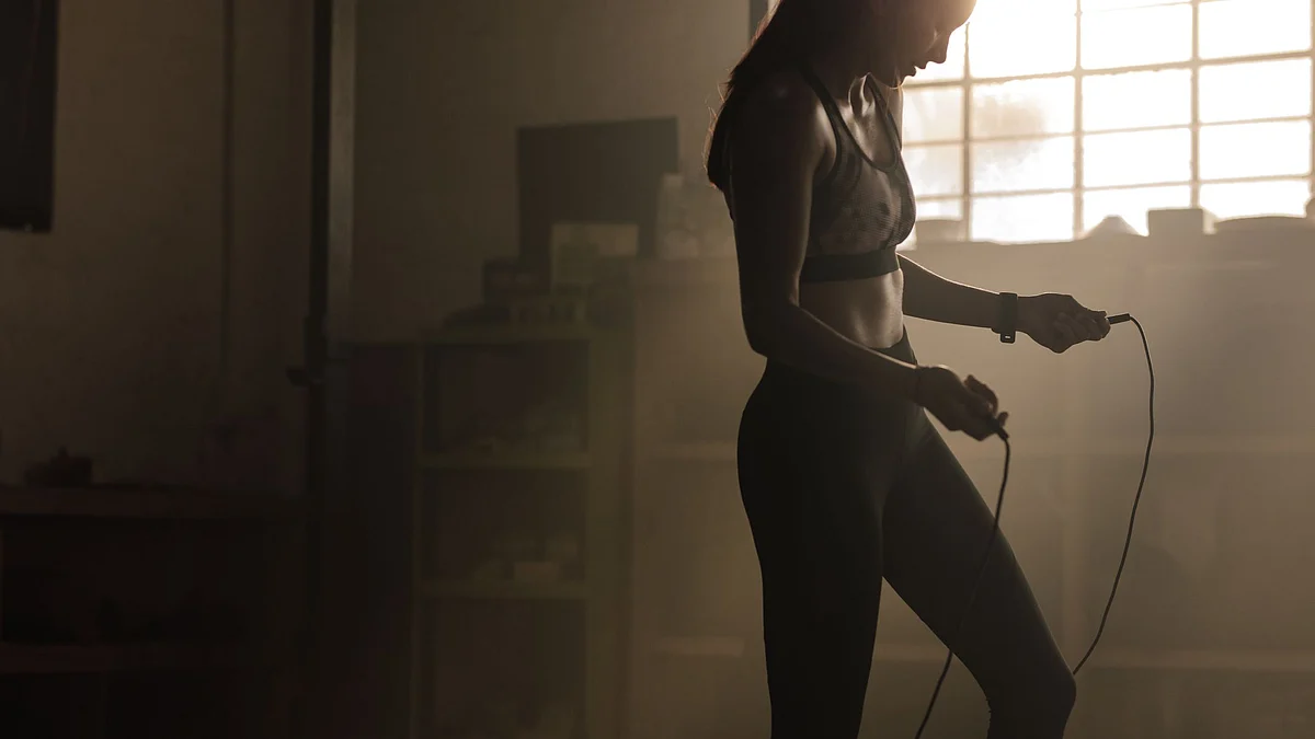 When you step onto the middle of a jump rope with one foot you should be able to get the ends up to chest height.