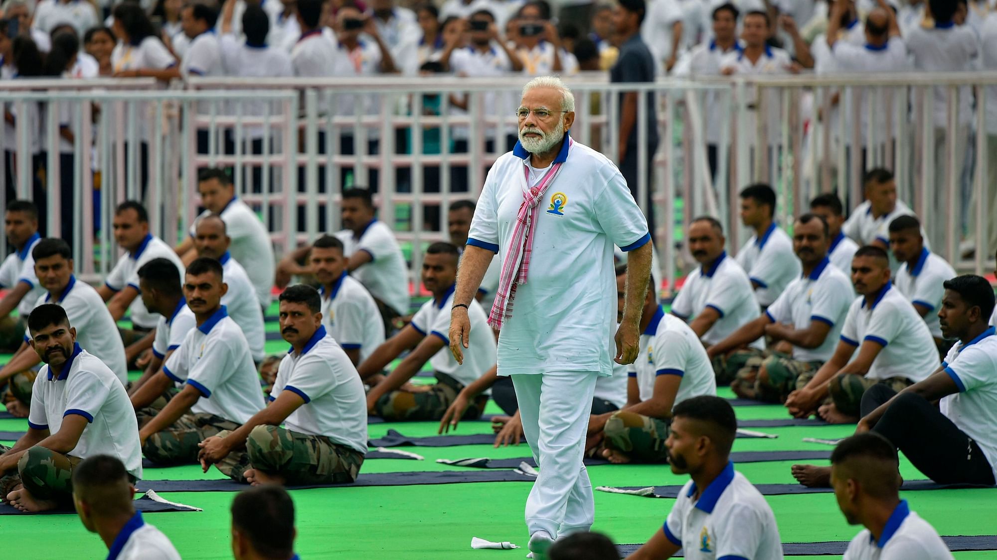 Prime Minister Narendra Modi performed yoga with around 40,000 enthusiasts.