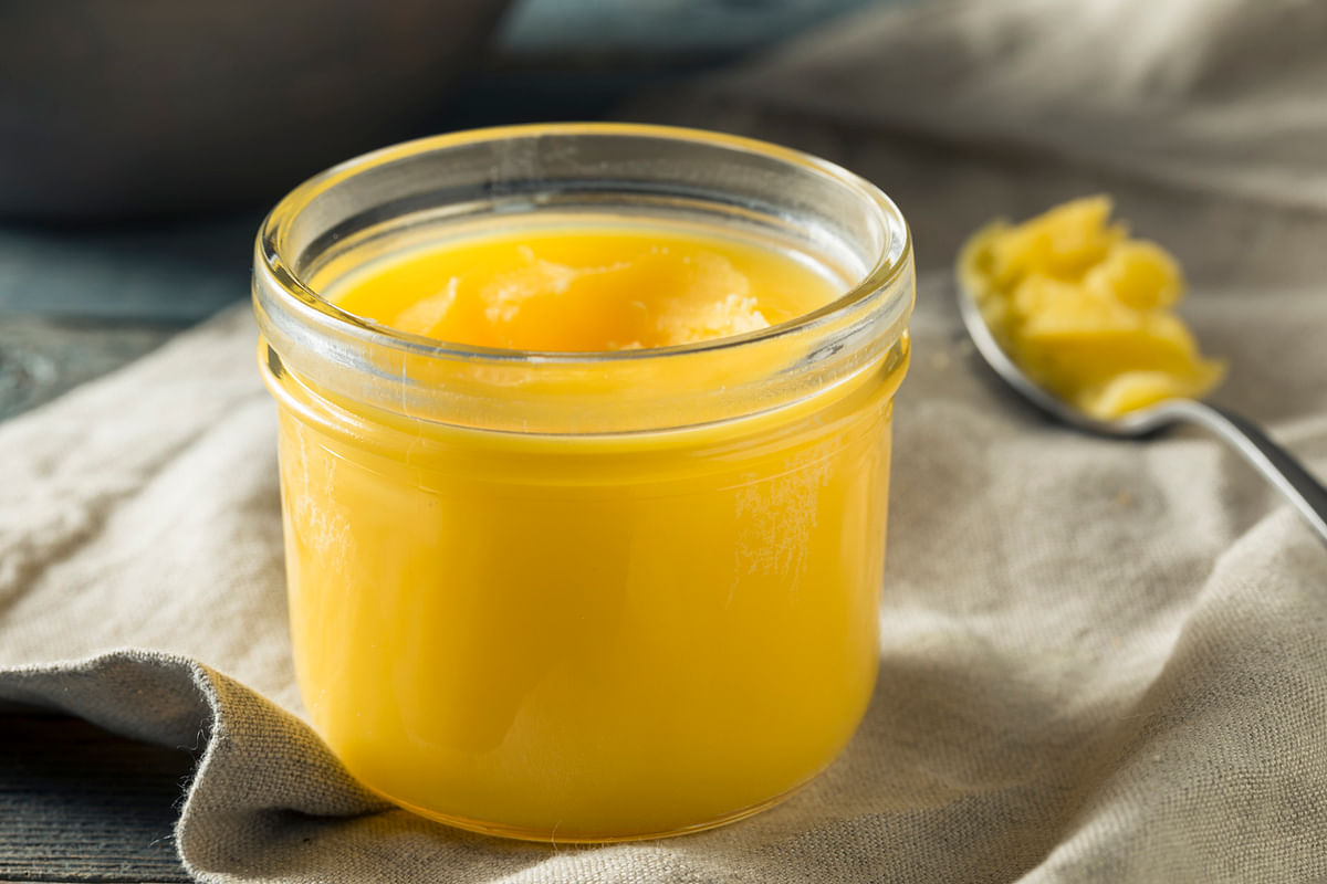 Ghee is used for topical application and is used as a massage base for pitta type skin.