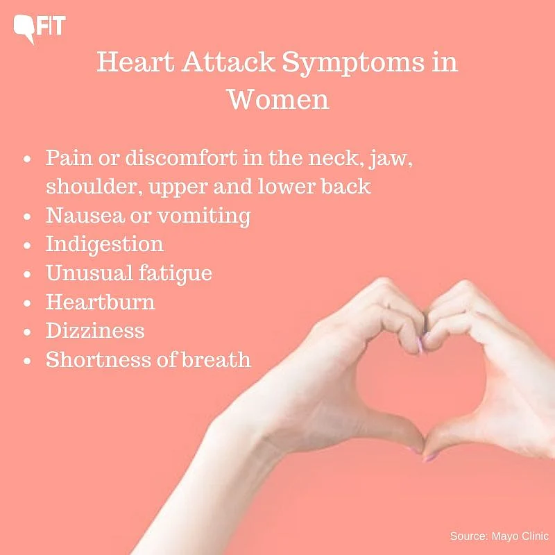 Heart attack symptoms in women may not be the same as in men.