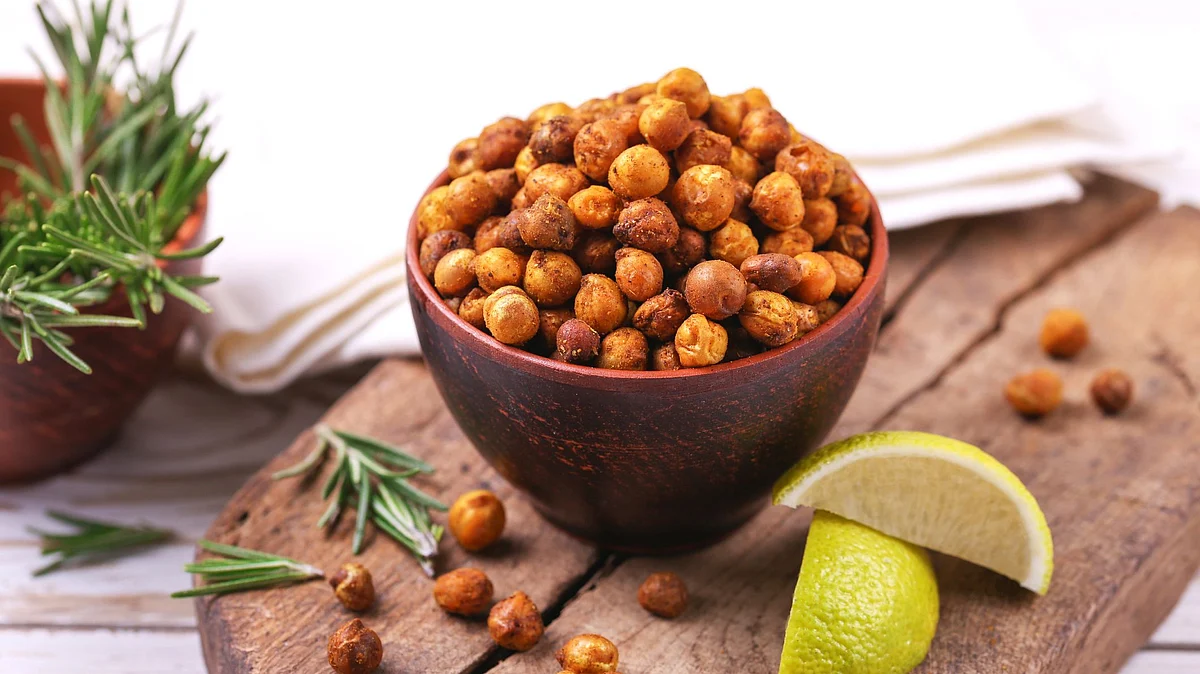Roasted Chickpeas is a tasty snack which goes well with drinks and salads