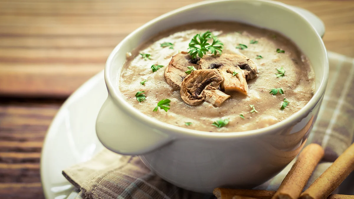 Mushroom and brown rice soup.