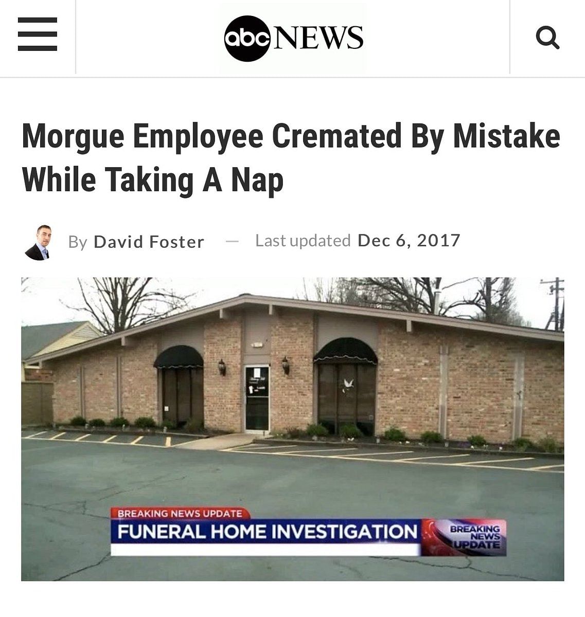 Was a Morgue Employee Really Cremated By Mistake While Sleeping