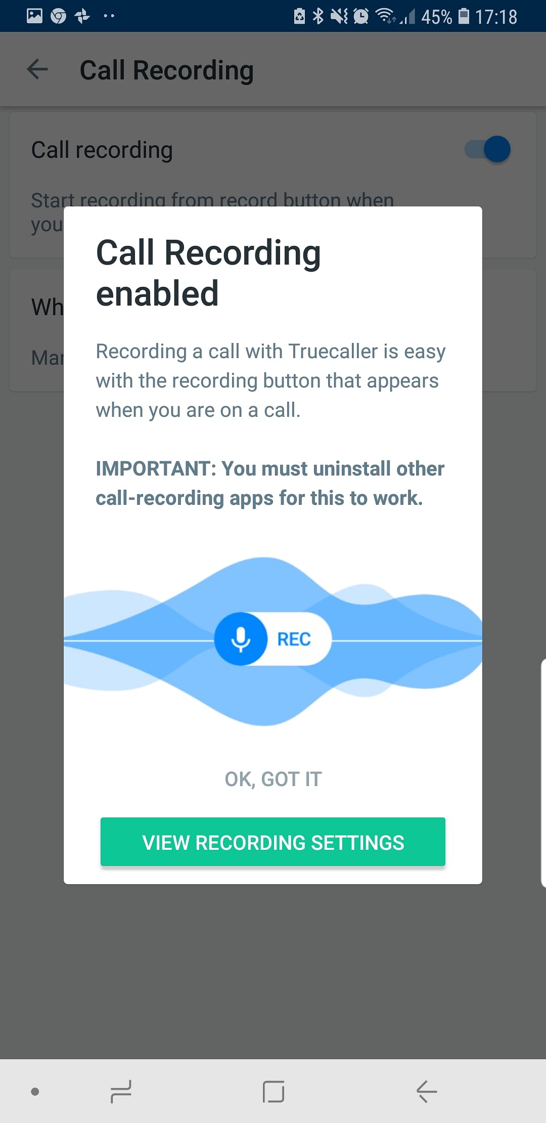 how to take truecaller app off sms default
