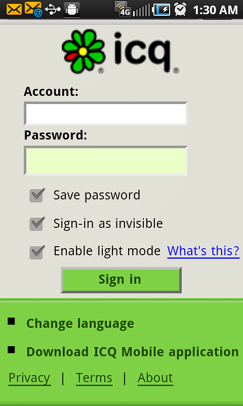 sample of an icq account