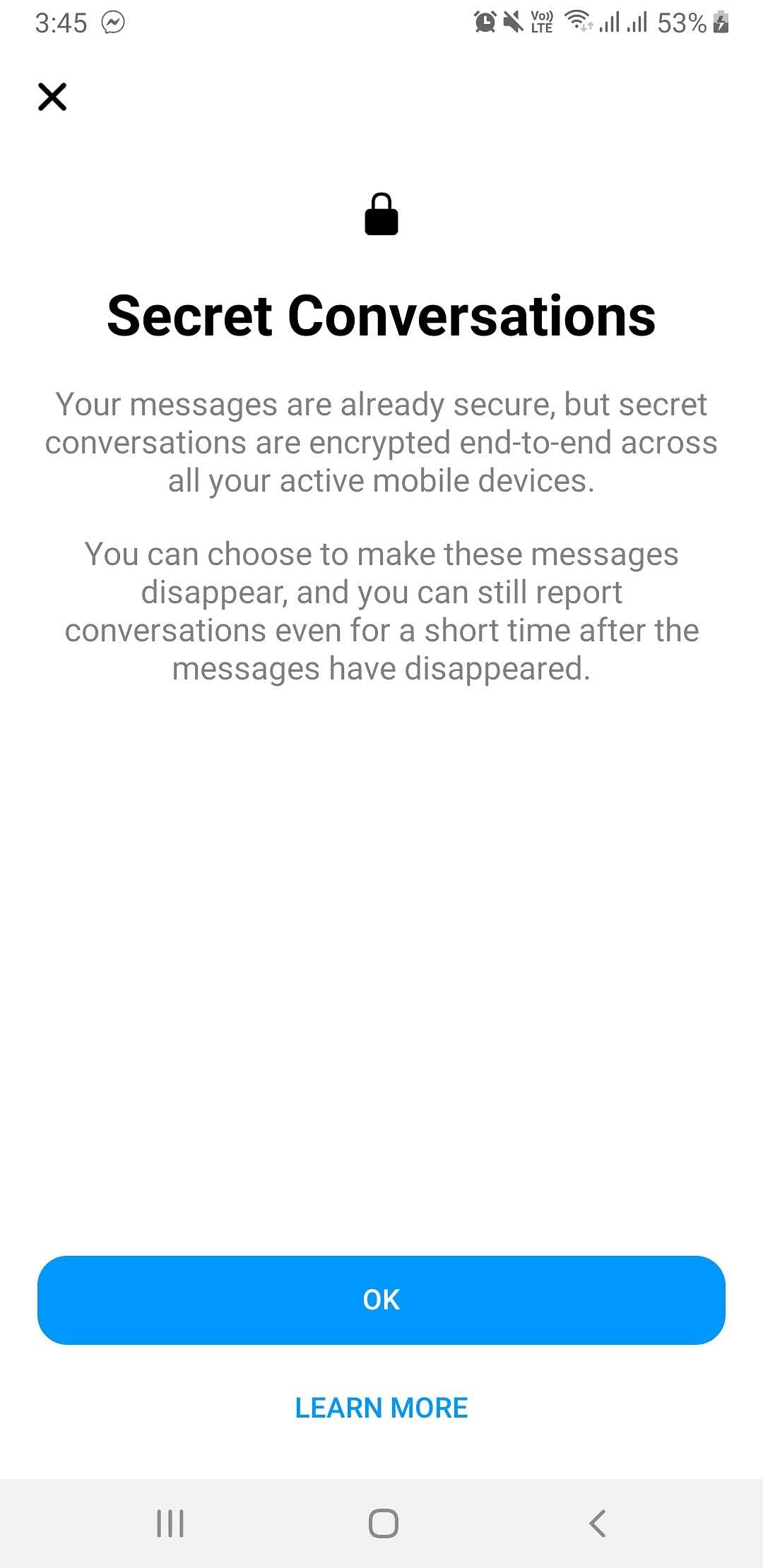 How to start an encrypted chat in Facebook Messenger using Secret