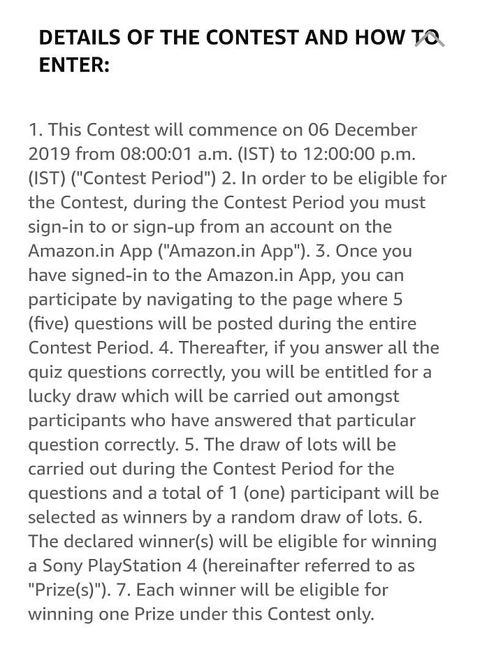 Amazon Quiz 7 December 2019 Today’s Amazon Quiz Answers and Questions