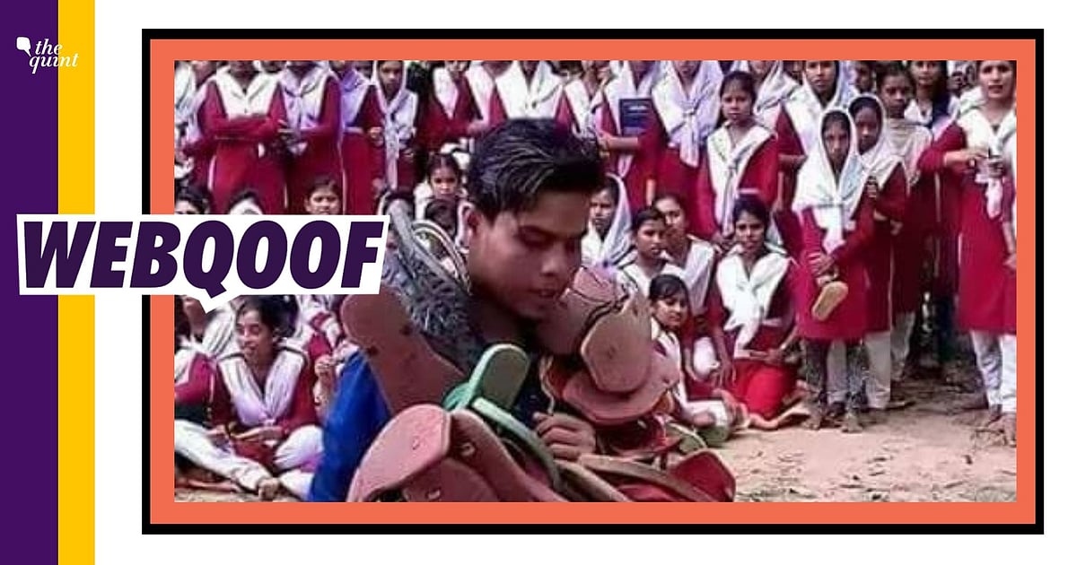 Youth wearing Shoe Garland Photo Fact Check Old Incident From