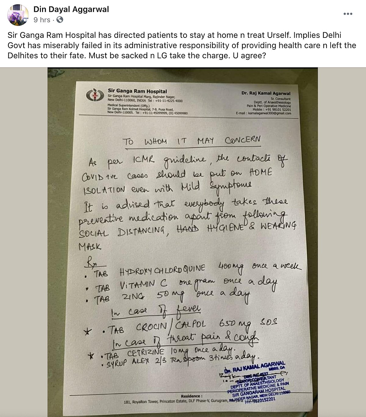 Fact Check of Sir Ganga Ram Hospital Doctor’s Prescription: Fake ...