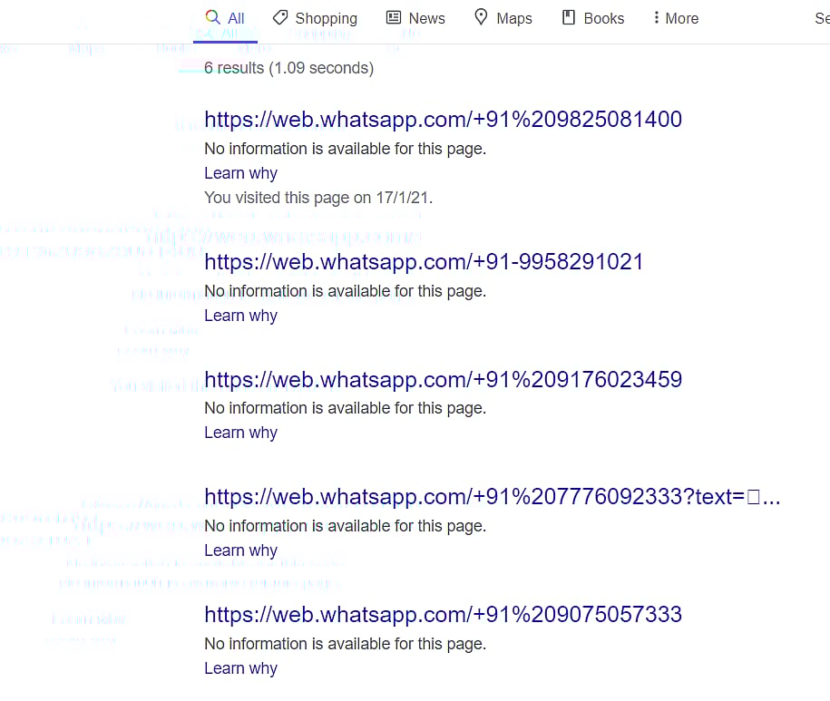 WhatsApp Web Phone Numbers,mp4 Files Leaked on Google Searches