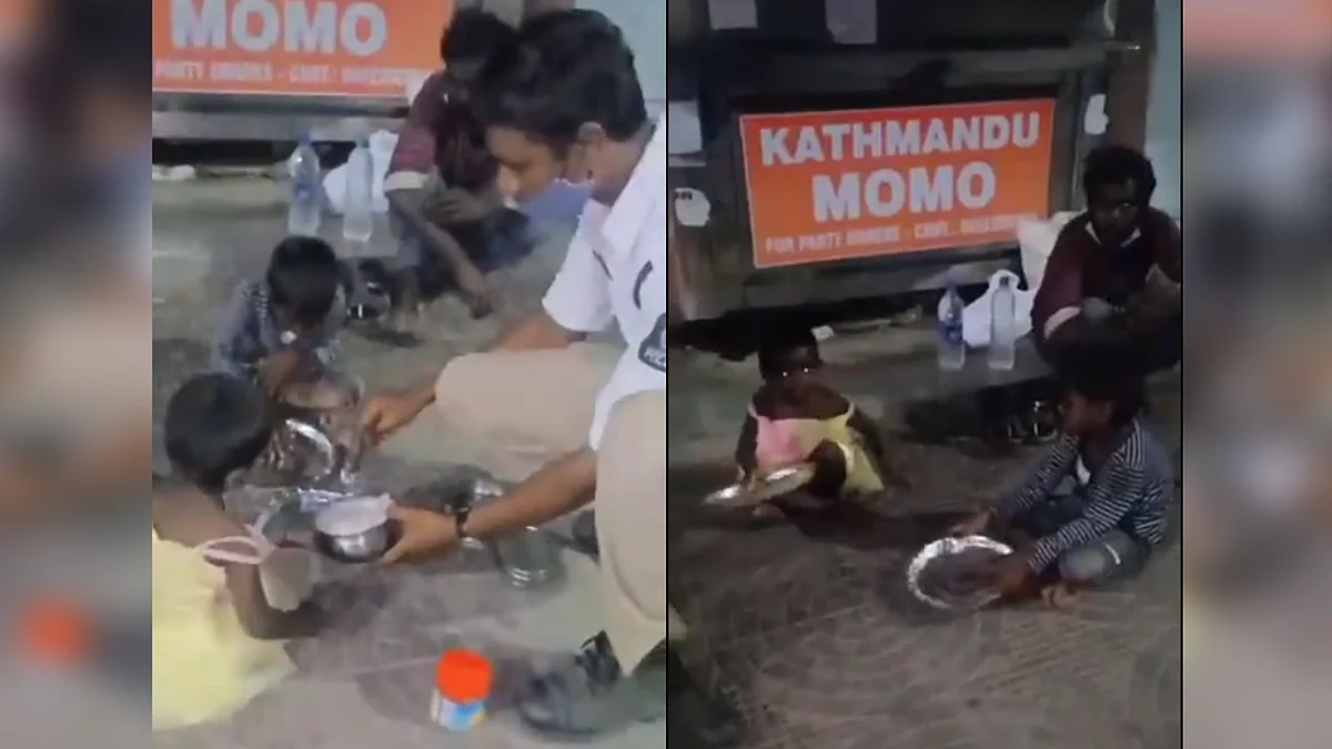 Hyderabad Cop Offers Lunch Box to Homeless Children in Viral Video Hyderabad Cop Offers Lunch Box to Homeless Children in Viral Video