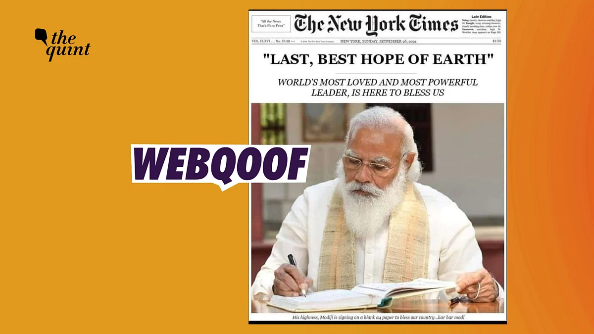 FactCheck Image of NYT Front Page Talking About PM Modi