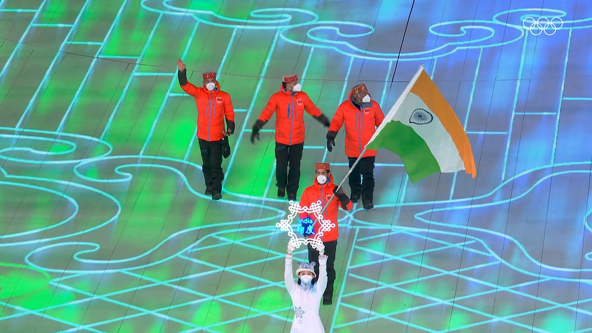 Winter Olympics Alpine Skier Arif Khan Carries Indian Flag At Opening winter-olympics-alpine-skier-arif-khan-carries-indian-flag-at-opening