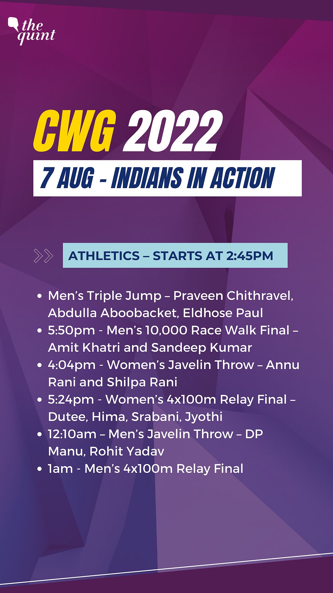 Commonwealth Games 2022 Day 10 Schedule Of The Indian Contingent