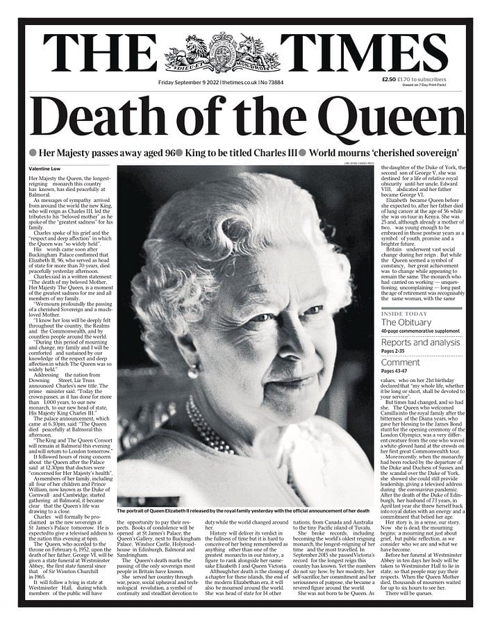 In Photos How Uk Newspapers Reported Death Of The Queen