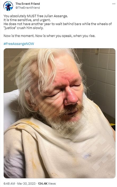 Fact Check Image Of Julian Assange In Prison Is Not Real But Ai Generated 9097