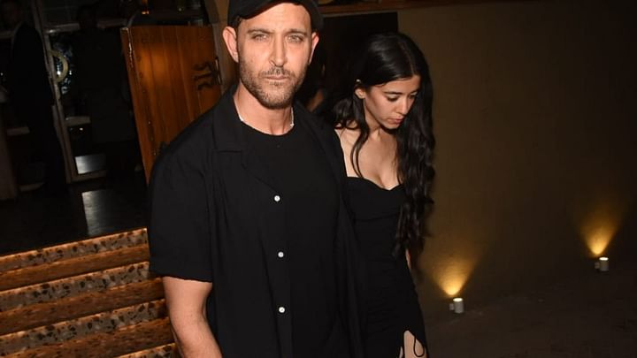 Pics Hrithik Roshan Saba Azad Set Couple Goals As They Twin In Black For Their Date