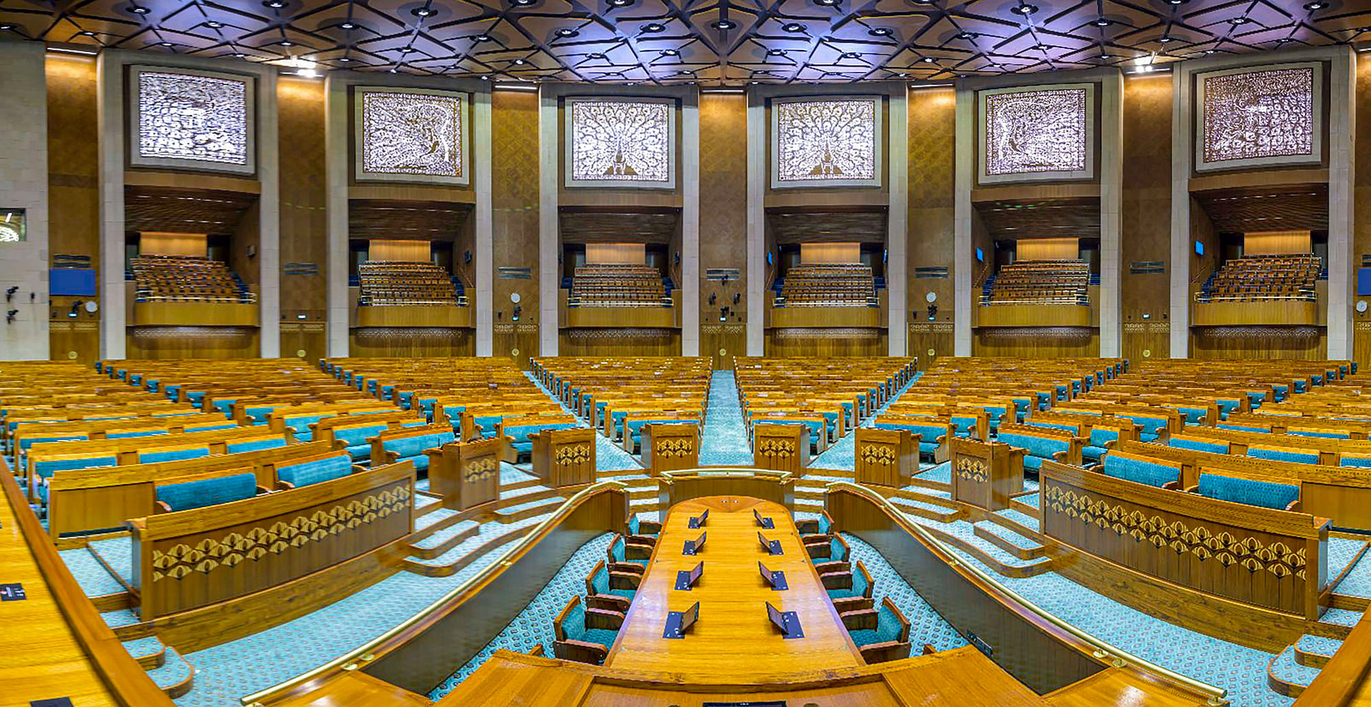 New Parliament In Photos PeacockThemed Lok Sabha, LotusThemed Rajya