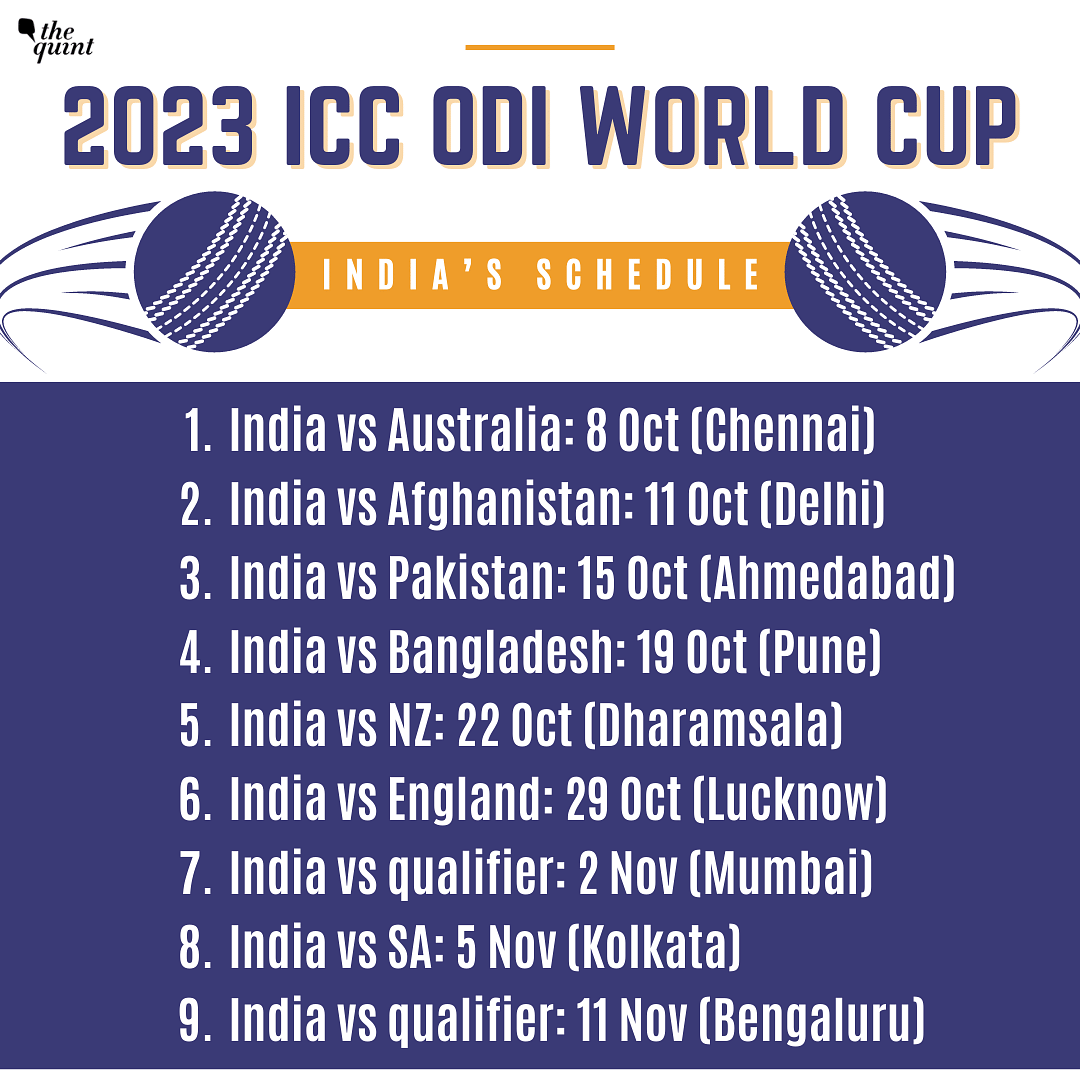ICC World Cup 2023 Schedule Announced India vs Pakistan on 15 Oct