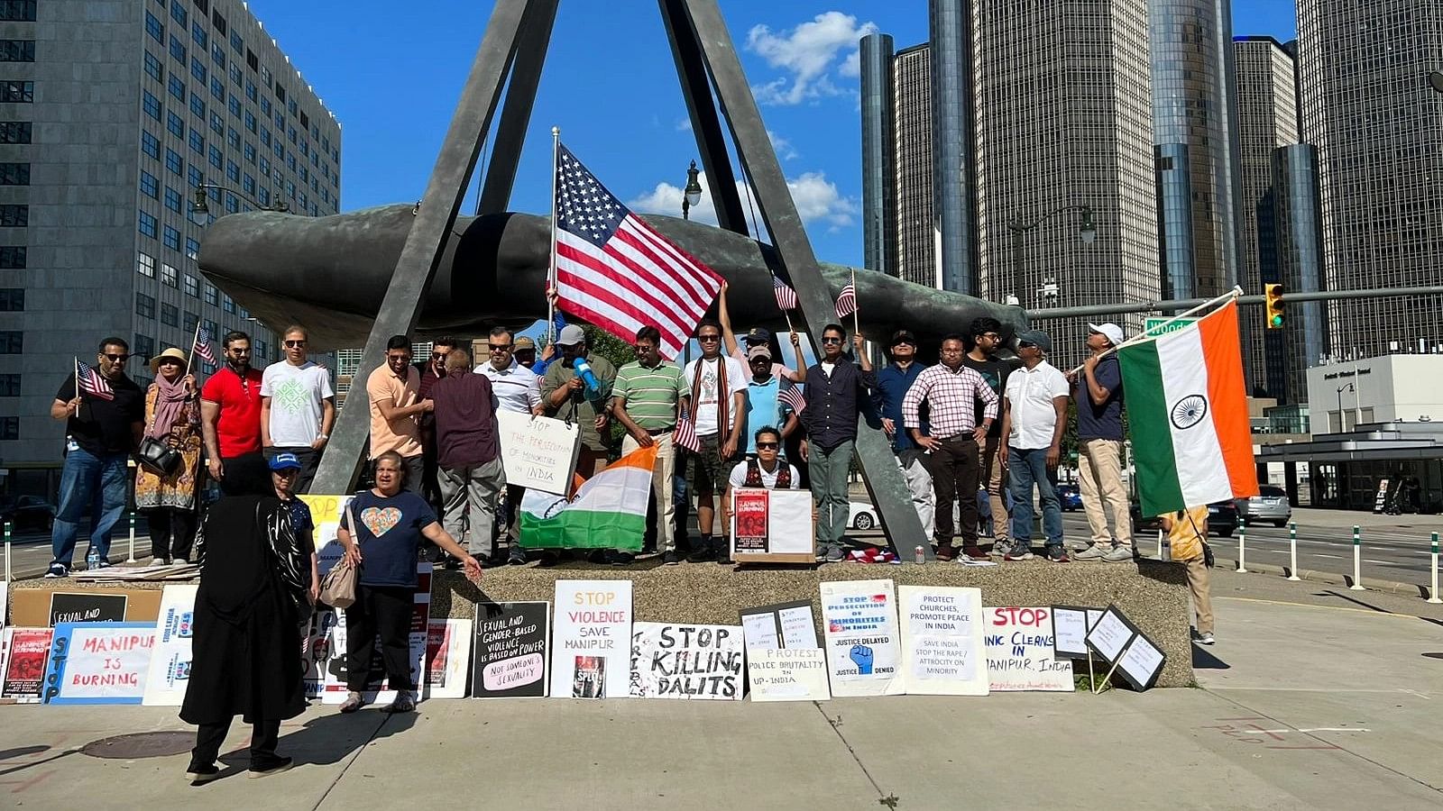 In Photos: Indian Diaspora In Michigan Protest, Condemn Violence In Manipur