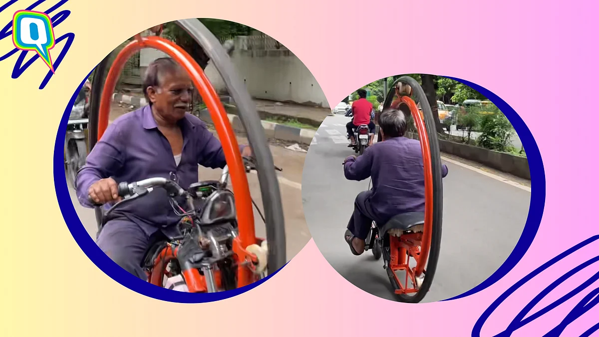 Gujarat Man Rides Futuristic Monocycle Netizens Call It Time Travel