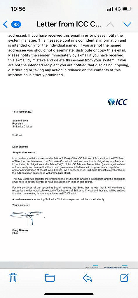 ICC Suspends Sri Lanka Cricket Board Over Alleged Government Interference