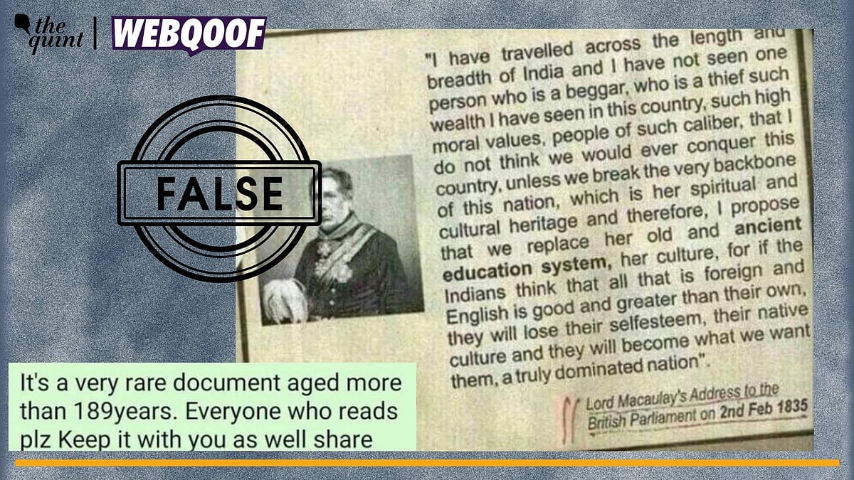 Fake Remarks About Replacing Indian Education System Attributed to Macaulay