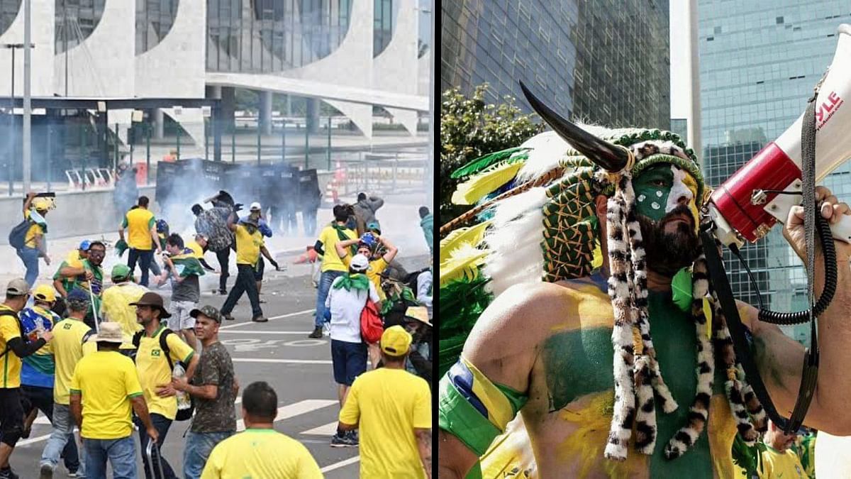 Brazil Riot:प्रदर्शनकारियों ने पुलिस को भी नहीं छोड़ा,संसद से सड़क तक उन्माद- फोटो